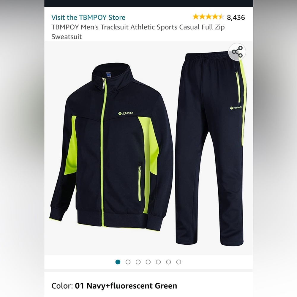 NWT - TBY Men's Tracksuit Navy and Neon Green/Yellow Sz Large